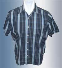  'Hem Pria Dominan Biru Tua dengan Garis khusus ' <ul>
  <li> Soft Fabric Polynosic - Katun </li>
  <li> Dominan Biru Tua dengan Garis khusus . Model yang lebih tepat digunakan bagi kalangan senior dengan colour yang lebih gelap dan memberikan kesan lebih dewasa</li>
  <li> Full Kancing Kemeja </li>  
  <li> Kantung disebelah kiri (tak terlihat dengan potongan yang dipaskan) </li>  
</ul>  