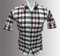  'Hem kotak-kotak stright motif warna terang  hitam-merah' 
