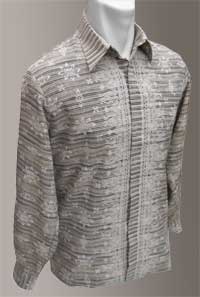  'Batik L Panjang Warna Soft Abu-abu Motif Garis Bintang Mirror' 