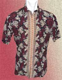  'Baju Batik Pendek Motif Terang , Full Contrast semi abstrak' 